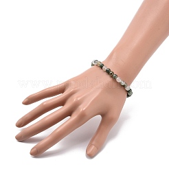 Натуральный лодолитовый кварц / садовый кварц круглый эластичный браслет из бисера BJEW-JB08919-01