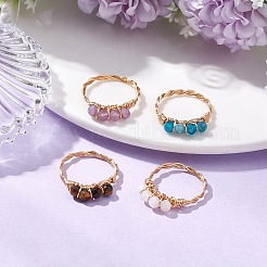 Ограненные круглые бусины из натурального тигрового глаза RJEW-JR00787