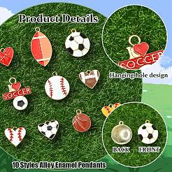 10 шт. 10 подвески в спортивном стиле с шариками из сплава и эмалью&nbsp;ENAM-YW0004-55