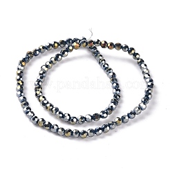 Граненые (32 грань) круглые нити стеклянных бусин с гальваническим покрытием&nbsp;EGLA-J130-FR15