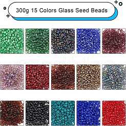 300 г 15-х цветных стеклянных бусин&nbsp;SEED-NB0001-30