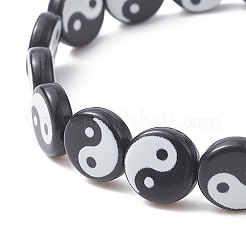 2 шт. 2 цветных акриловых эластичных браслета Инь Ян&nbsp;BJEW-JB09405