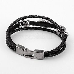 Мульти- прядей браслеты кожаный шнур X-BJEW-D423-06A