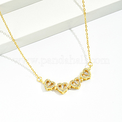 Латунные прозрачные кубические цирконии с четырьмя сердечками и магнитным кулоном в виде клевера для женщин&nbsp;SC7012