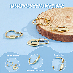 4 шт. 2 стиля латунные микропаве прозрачные кубические цирконии винтовые карабины замки-подвески ZIRC-HS0001-17