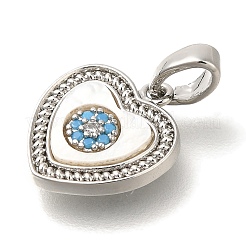 Подвески из латуни с микропаве из кубических цирконий и ракушек&nbsp;KK-K388-77P-02