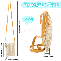 Соломенные сумки через плечо с застежкой-молнией AJEW-WH20019-41