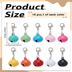 10 шт. 10 цвета латунные подвески-колокольчики украшения&nbsp;HJEW-LP0002-60