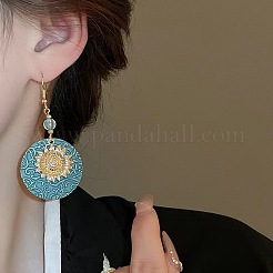 Плоские круглые серьги-подвески из сплава подсолнечника FS-WG8AC10-01