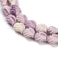 Нити резных бусин синтетического коралла SHEL-D001-B01