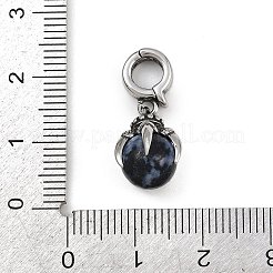 Подвеска в виде когтя дракона из хирургической нержавеющей стали 316 и круглого натурального лазурита&nbsp;STAS-Z165-01AS-02