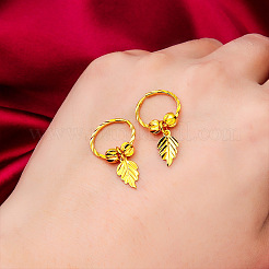 Серьги-кольца из латуни и сплава в форме листа&nbsp;FS-WGCAE28-01