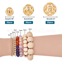 60 шт. 3-х видов латунных полых бусин KK-PH0009-25