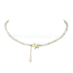 2 шт. 2 стильных ожерелья из синтетических бирюзовых морских звезд и граненых стеклянных бусин-конусов NJEW-JN05564