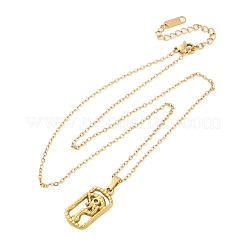 Прямоугольник с глазом 304 нержавеющая сталь кулон ожерелья NJEW-H059-19G