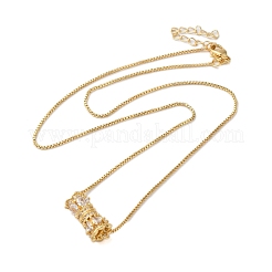 Женские ожерелья с подвеской из латуни и прозрачного кубического циркония NJEW-S429-04G-03