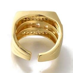 Покрытие стойки прямоугольное латунное прозрачное кольцо с фианитом открытые манжеты RJEW-S411-21G