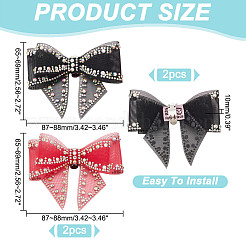 4 шт. 2-цветные украшения для обуви из полиэстера со стразами в виде банта AJEW-HY0001-80A