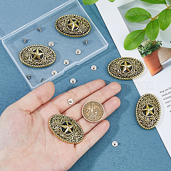 10 шт. овальные звездочки из цинкового сплава декоративные застежки для сумок FIND-FH0011-49AG