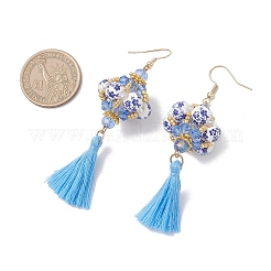 Подвески в виде стеклянного фонарика с семенами&nbsp;EJEW-MZ00671