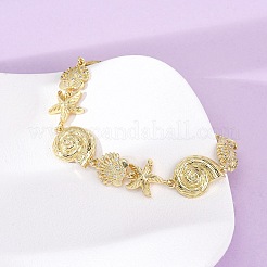 Латунные браслеты с микропаве из прозрачных кубических цирконий для женщин BJEW-H209-09B-G