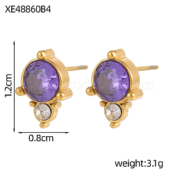 Серьги-гвоздики из нержавеющей стали 304 с кубическим цирконием&nbsp;STAS-OY009-15G