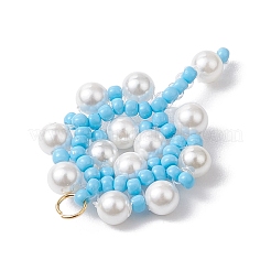 Подвески-цветы из стеклянных бусинок ручной работы PALLOY-MZ00498-01