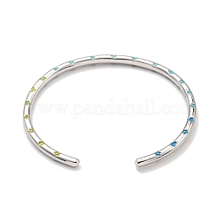 Латунные эмалированные браслеты-манжеты для женщин BJEW-G703-08A-P