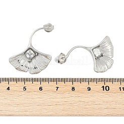 Серьги-гвоздики из нержавеющей стали 304 с микропаве из прозрачных кубических цирконий&nbsp;EJEW-F353-02P