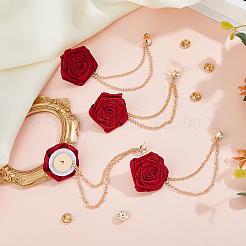 Полиэстер цветок розы лацкан булавка задняя часть&nbsp;JEWB-FH0002-09B