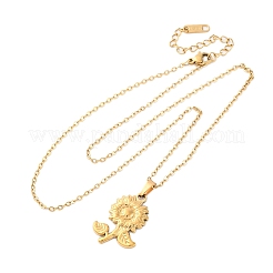 Ожерелья с подвесками-цветами из нержавеющей стали 304&nbsp;NJEW-H059-30C-G