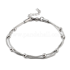 304 нержавеющая сталь цепи спутник многорядные браслеты для мужчин и женщин BJEW-Q038-11P