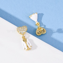 Серьги-гвоздики с цирконом из латуни EJEW-D322-03G-02