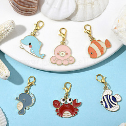 6 шт. подвеска из сплава и эмали на тему океана HJEW-YW00102