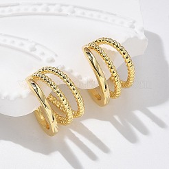 Трехслойные латунные серьги-каффы для женщин EJEW-G297-33G