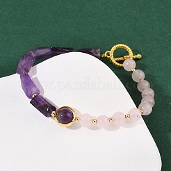 Браслеты из натурального розового кварца BJEW-G752-01G-06