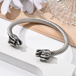 Мужские открытые браслеты-манжеты из нержавеющей стали Viking 304 BJEW-U001-07J-AS