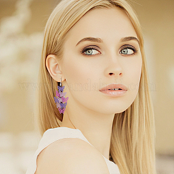 4 пара двухцветных сережек-бабочек из латуни&nbsp;EJEW-AN0003-80