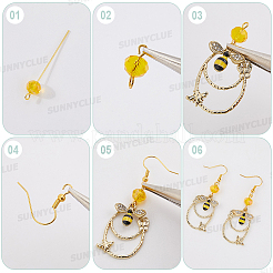 Наборы для изготовления сережек-подвесок из эмали и стеклянных бусин своими руками в виде пчел&nbsp;DIY-SC0030-82