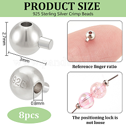 8 шт. бусины-обжимки из стерлингового серебра STER-BC0002-67P