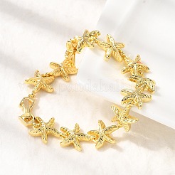 Летние пляжные браслеты-цепочки из латуни с морскими звездами&nbsp;LS-BJEW-C118-04G
