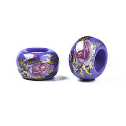 Непрозрачные акриловые бусины rondelle с цветочным принтом&nbsp;SACR-S305-27-G04