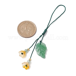 6 шт. 6 стиля натуральных зеленых ремешков из авантюрина для мобильных телефонов HJEW-JM01945