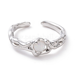 Пластиковое круглое открытое кольцо-манжета с бусинами&nbsp;RJEW-D119-05P