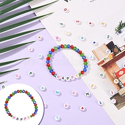 Наборы для самостоятельного изготовления браслетов из акриловых бусин с буквами DIY-YW0011-62