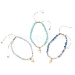 Смешанные каменные плетеные браслеты из бисера&nbsp;BJEW-JB12958-02