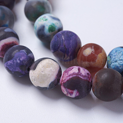 Бусы из натурального огненного агата с потрескиванием&nbsp;G-E393-8mm-08G