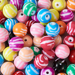 80 шт. двухцветные непрозрачные полосатые акриловые бусины&nbsp;SACR-BT0001-02