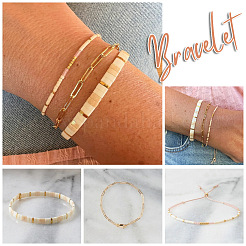 3 шт. 3 варианта браслетов-цепочек из нержавеющей стали 304 и браслетов с бисерной отделкой&nbsp;SL8246-1