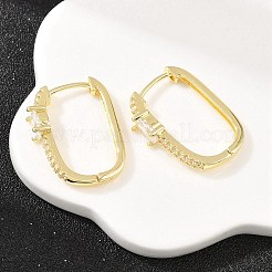 Прямоугольные серьги-кольца из латуни с микропаве из прозрачных кубических цирконий&nbsp;EJEW-D348-07G